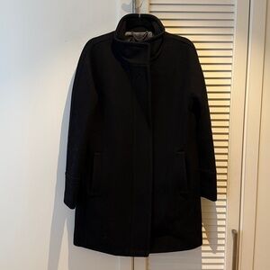 J. Crew Black Wool Pea Coat with Zip Front